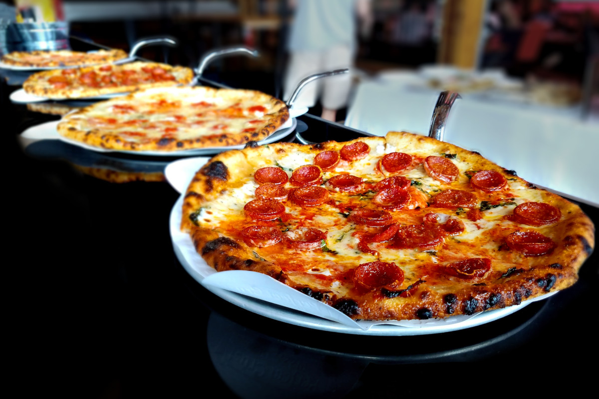 Pizza with sausages